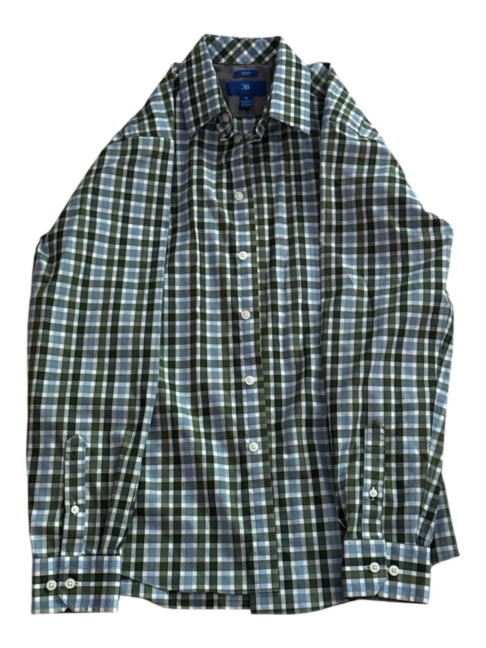Egara Men’s Plaid Button-Down Shirt - Green & Blue